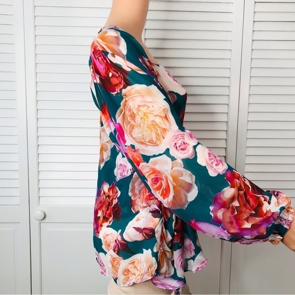 PINKO Multi Verde Sfoglia Blouse Size Extra Small - Picture 7 of 14